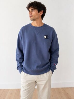 Champion Reverse Weave Crewneck Sweatshirt Men’s XXL Blue Big C Logo